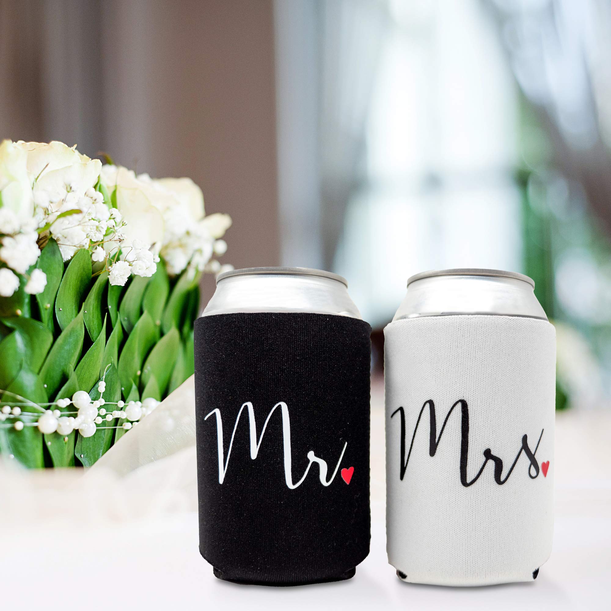 Prazoli Wedding Can Coolers Mr and Mrs Gifts - Just Married Decorations, Wedding Day & Honeymoon Essentials, Presents For Newlywed Gifts for Couples, Wedding Gifts for Bride to Be and Groom