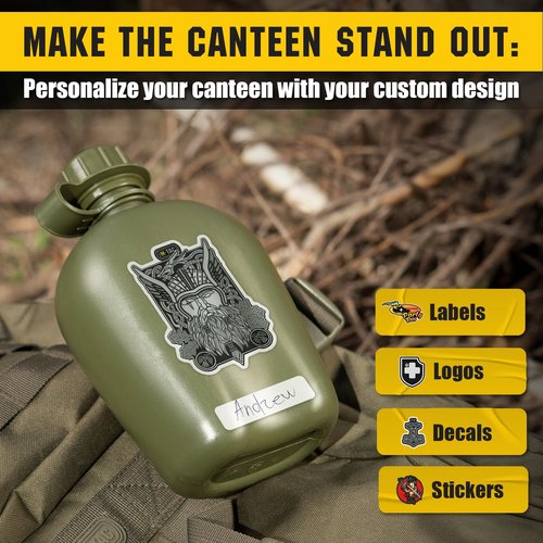M-Tac Canteen Water Bottle - 1 Quart Water Canteen (34 Oz/1L) - Tactical Water Bottle for Military Hiking Camping Survival (Olive)