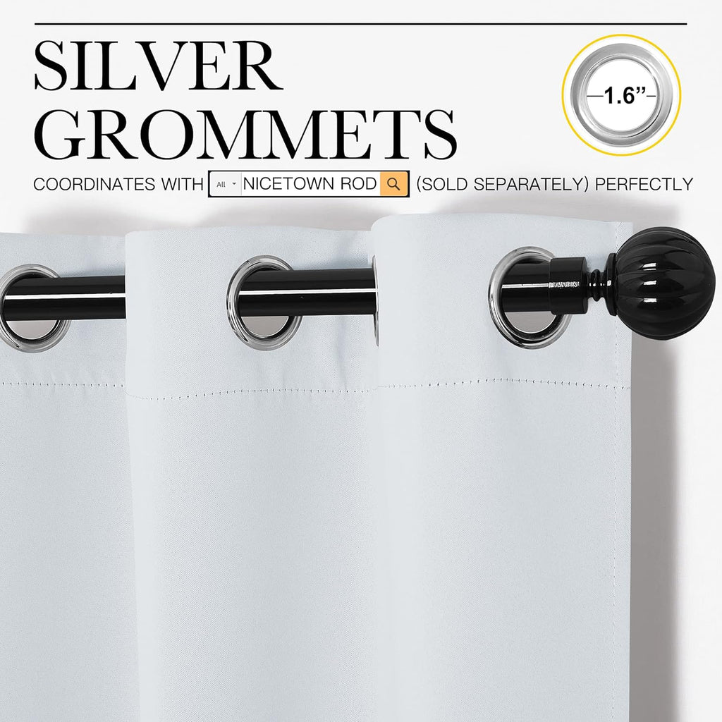NICETOWN Room Darkening Curtains - Easy Care Thermal Insulated Grommet Drapes (2 Panels, 55" x 78", Greyish White)