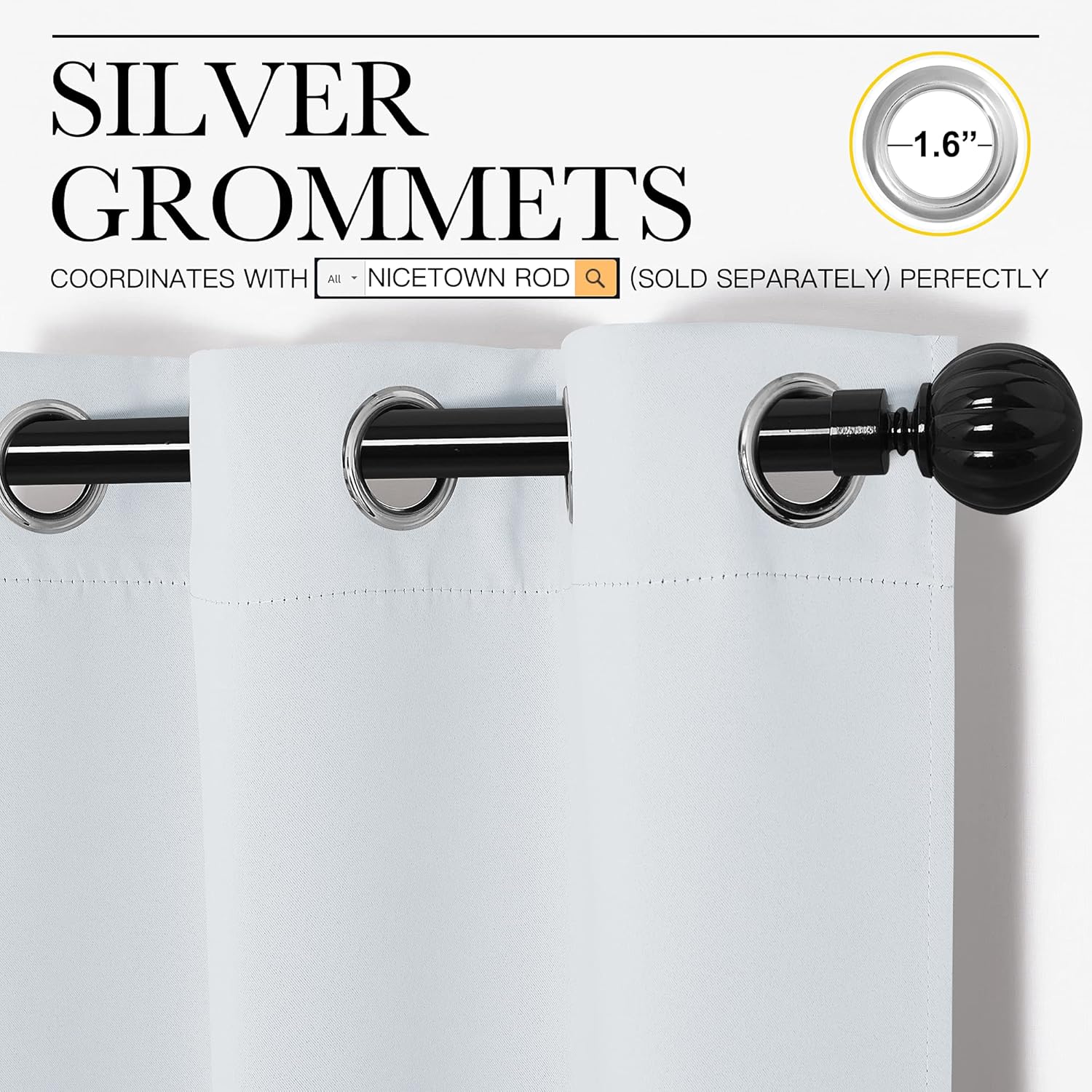 NICETOWN Room Darkening Curtains - Easy Care Thermal Insulated Grommet Drapes (2 Panels, 55" x 86", Greyish White)