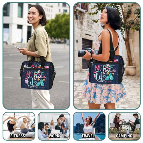 84hoods Large Lunch Box for Women. Insulated Lunch Bag for Work Office Travel Picnic with Adjustable Strap. Nurse Gift. Nurse Life.