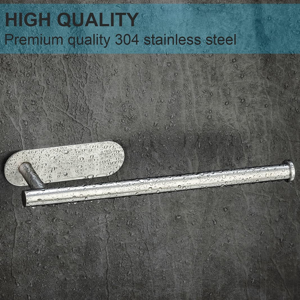 CUXIXA Paper Towel Holder Under Cabinet 2 Pack,Stainless Steel Paper Towel Holder Wall Mount for Kitchen, Bathroom, RV, Paper Towel Rack with Self Adhesive and Screws (Silver)