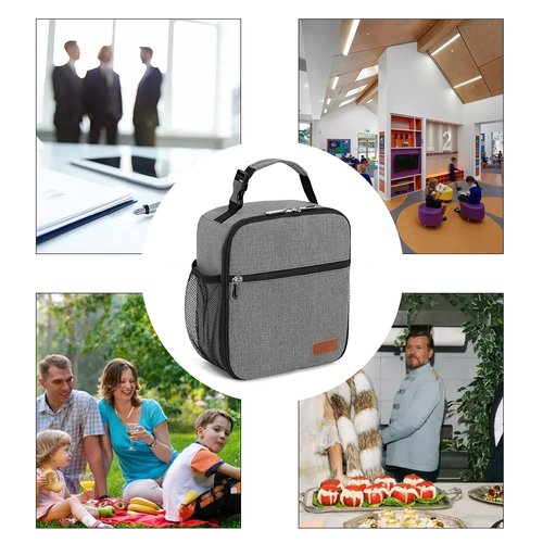 Femuar Lunch Box for Men Women Adults Small Lunch Bag for Office Work Picnic - Reusable Portable Lunchbox, Grey