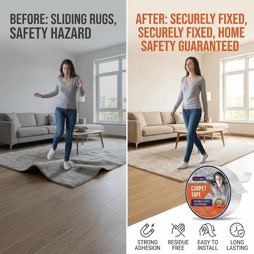 ETERART Heavy Duty Double-Sided Carpet Tape - Residue-Free, Hand Tearable Anti-Slip Rug Tape (2" x 10 Yards, White)