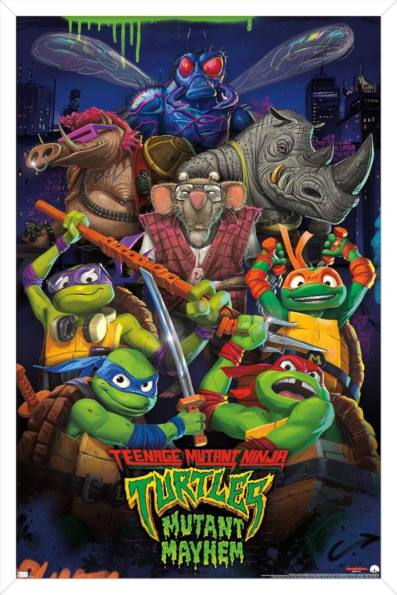 Trends International Teenage Mutant Ninja Turtles: Mutant Mayhem - Group Wall Poster, 22.4L x 14.7W, White Framed Version