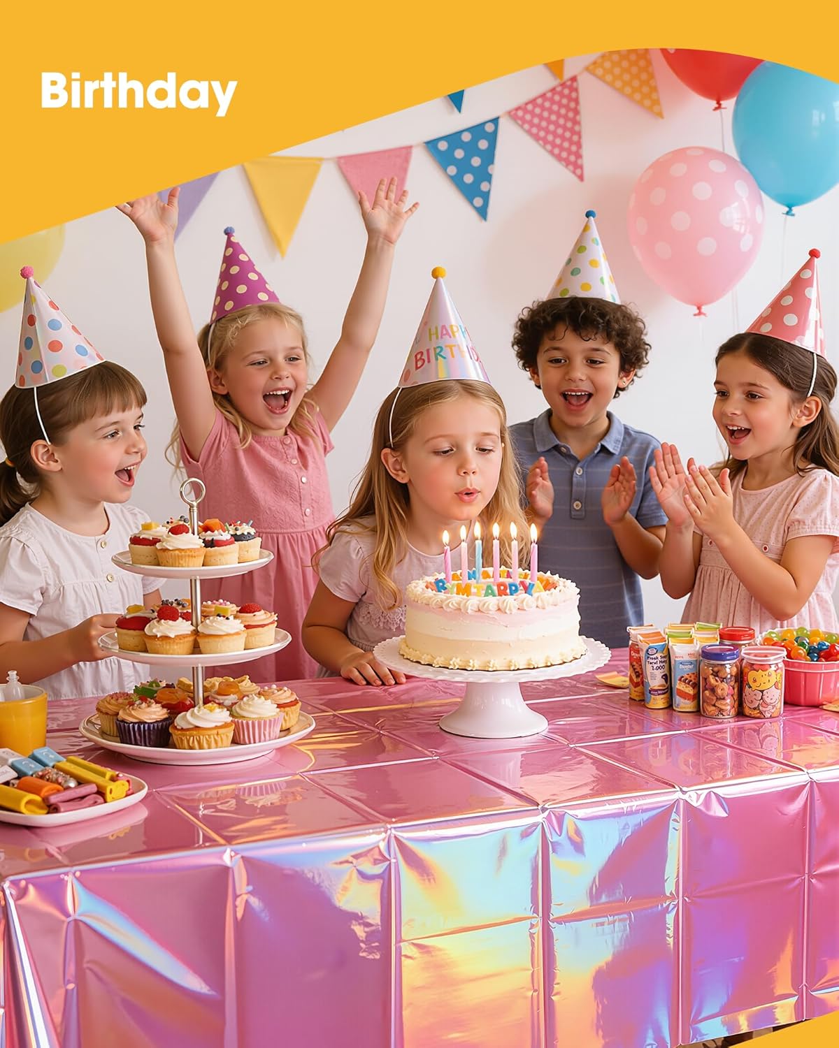 Niuara Iridescent Pink Table Cloth - 4 Pack Disposable 54" × 108" Rectangle Covers for Parties & Events