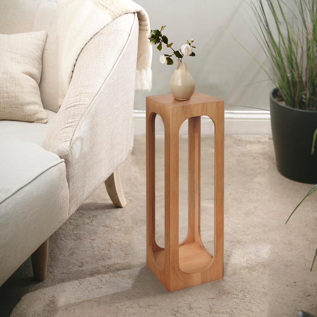 COVLON Drink Table, Soild Wood Small Space Side Table, Decorative End Table for Living Room,Badroom or Entryway Decoration, Natural Wood