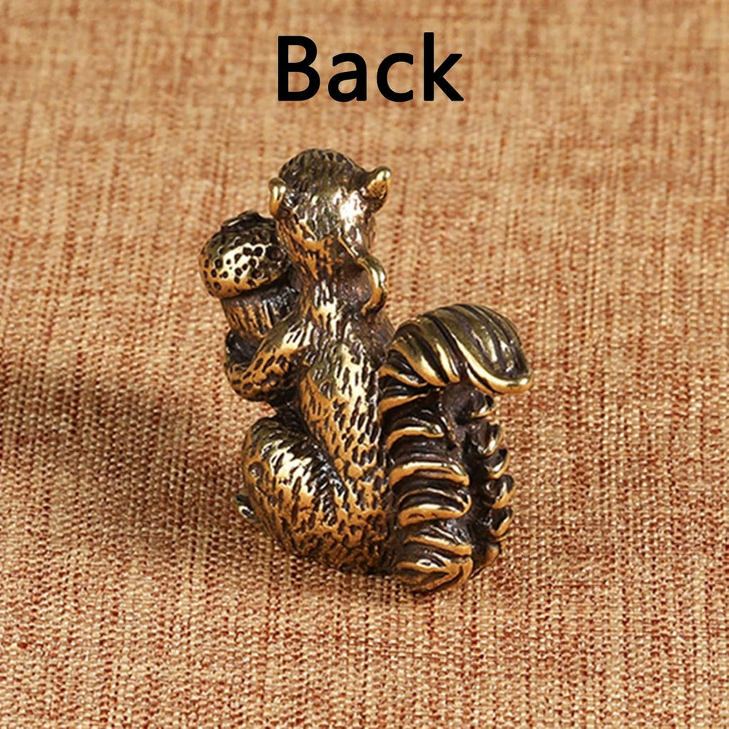 Skiennix Brass Squirrel Figurines - Antique Bronze Desk Decor | 2pcs Small Incense Holders (1.6x1.2x0.6in)
