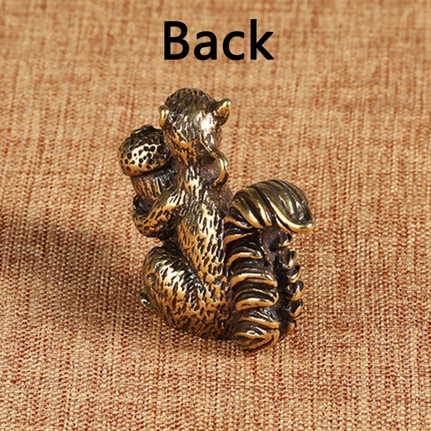 Skiennix Brass Squirrel Figurines - Antique Bronze Desk Decor | 2pcs Small Incense Holders (1.6x1.2x0.6in)