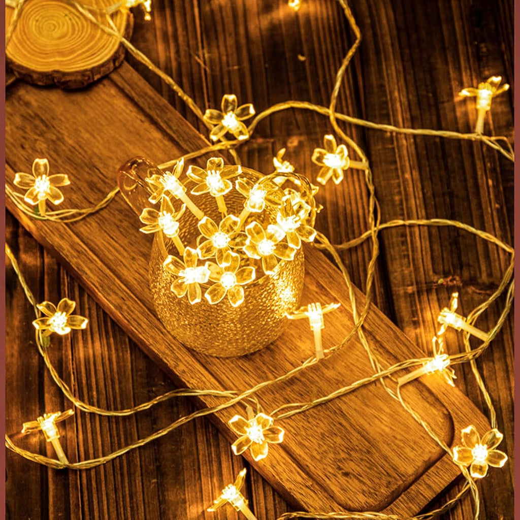 Skiennix Decorative Flower String Lights - 33ft 100 LED Soft Cherry Blossom Fairy Lights | Warm White for Bedroom, Patio, Wedding Decor