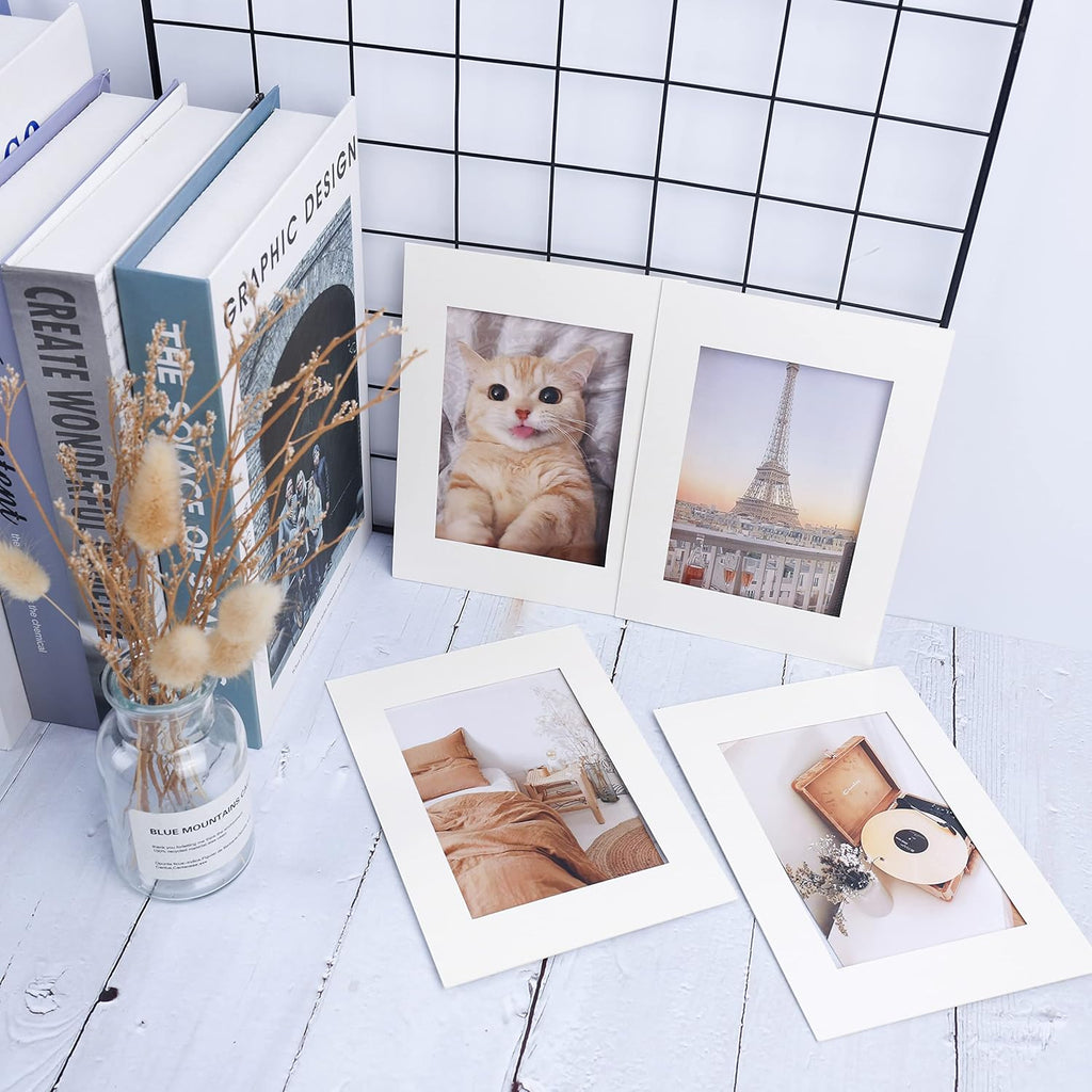Prudiut 15-Pack White Picture Mats - 5x7 Frame Mats for 4x6 Photos | Bevel Cut Mat Board