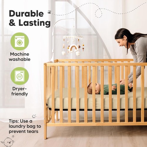 KeaBabies Fitted Crib Sheets - Soft Bamboo Viscose Cotton, 52x28, Gender Neutral, Breathable (Avocado)