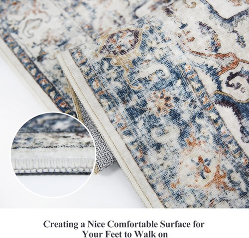 Hallway Washable Runner Rug - Vintage Soft Non-Slip Carpet for Entryway | 2x7 Brick Design