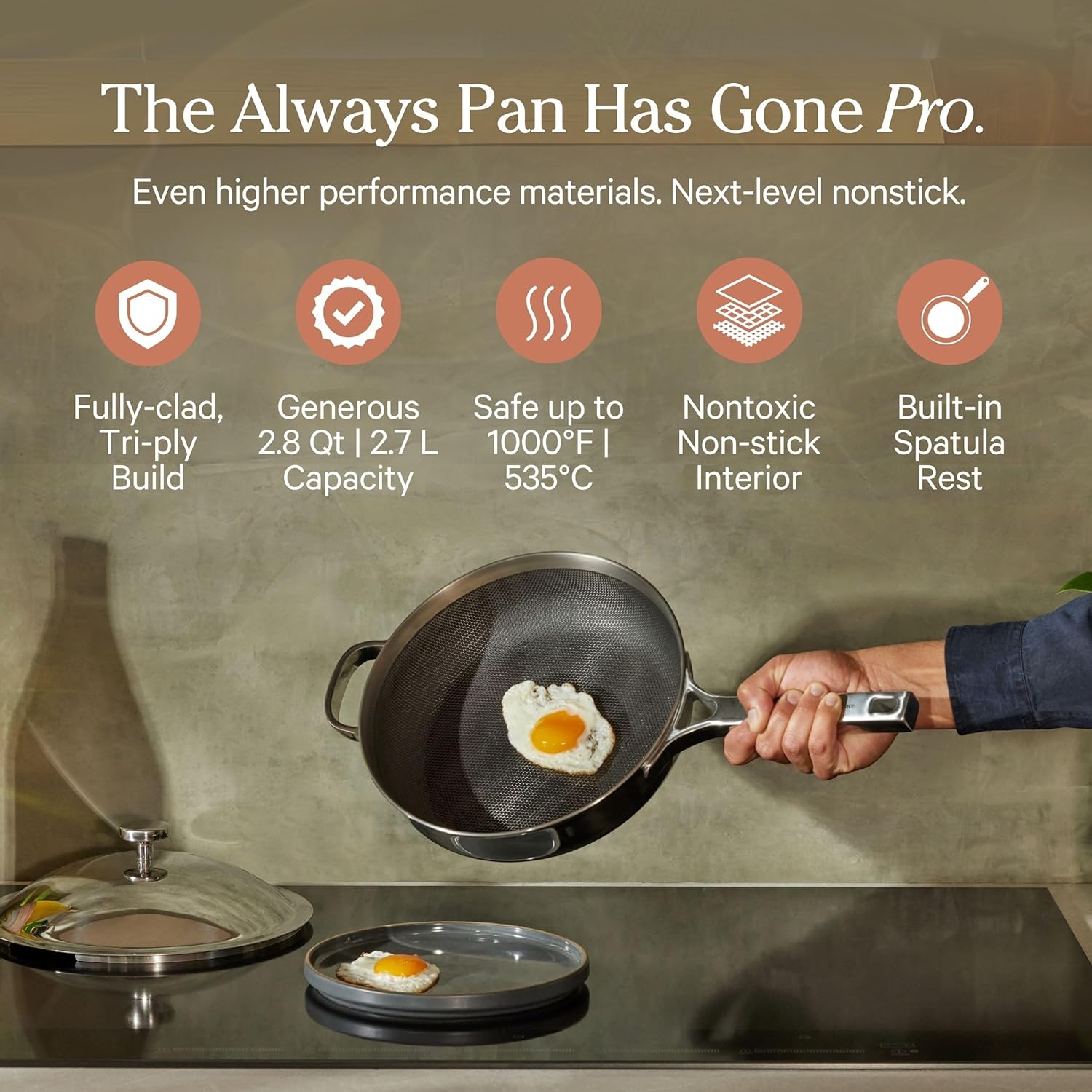 Our Place Titanium Pro Cookware Duo - Always Pan Pro & Perfect Pot Pro | Coating-Free Nonstick, Tri-Ply Titanium & Stainless Steel | Oven & Induction Safe Up to 1000°F | Chrome Finish