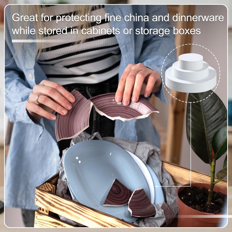 Mixweer Felt Plate Dividers for Plate Storage Set of 120 and 3 Sizes Soft Saucer Protectors Round Pan Separators Protectors Thick Dish Pads for Protecting Stacking Your Cookware(White)