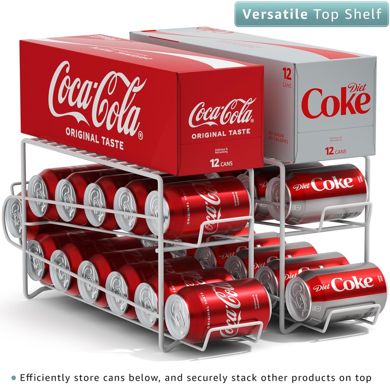 Sorbus Soda Can Rack Beverage Dispenser – Dispenses 12 Standard Size 12oz Soda Cans (White)