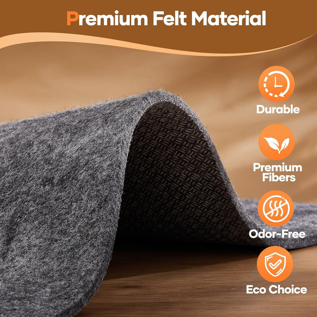 Veken 5 Ft Round Non-Slip Rug Pad - Cushioned Felt & Silicone Backing, 1/4 Inch Thick for Hardwood Floors