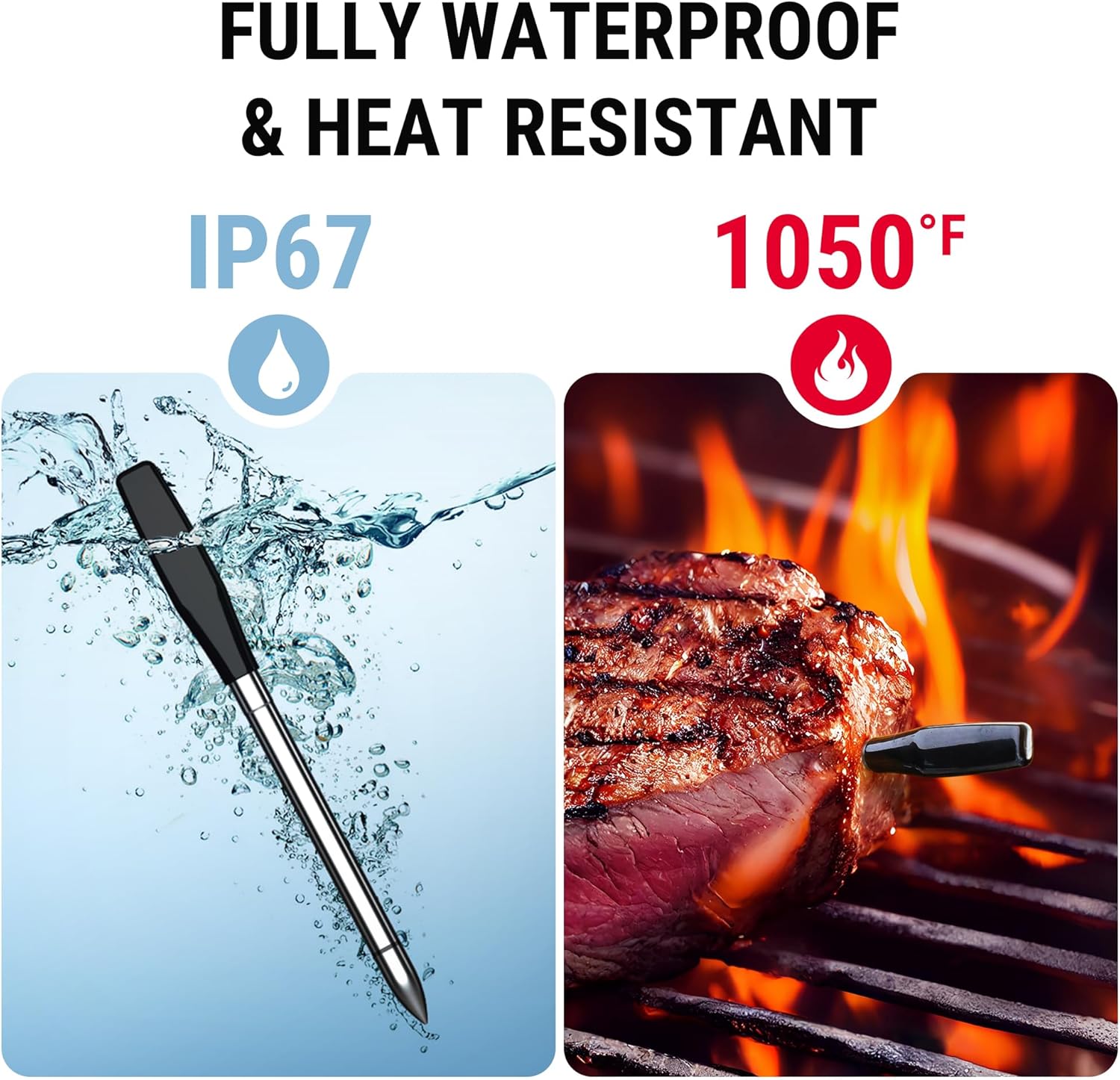 TempSpike Wireless Meat Thermometer - Digital BBQ Grill Thermometer with App, WiFi & Bluetooth, Waterproof Probes