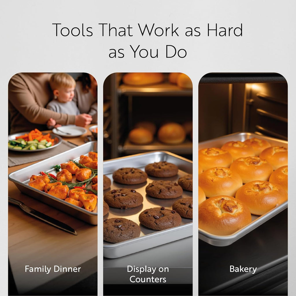 Restaurantware Met Lux Heavy-Duty 26 x 18 Inch Baking Pan - Durable Aluminum Sheet Pan for Baking & Roasting