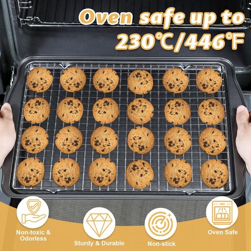 Carbon Steel Baking Sheet with Cooling Rack - 17" x 11" Nonstick Cookie Pan for Baking & Roasting