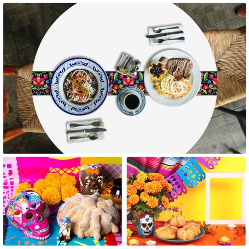 Oudain 12 Pcs Mexican Round Tablecloth 84 Inch Plastic Table Cover Mexican Waterproof Disposable Table Cloth Decorative Day of The Dead Tablecloth (White)