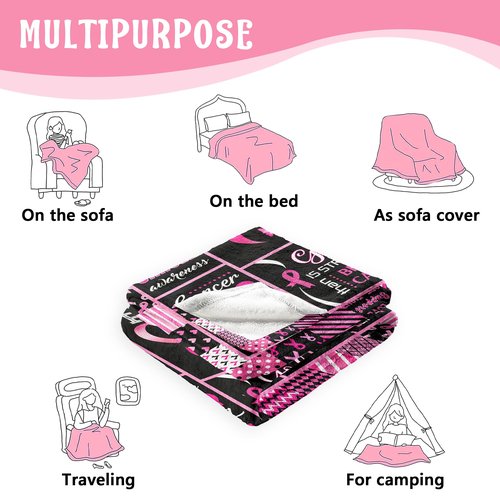 Paihvcn Breast Cancer Gifts for Woman, Breast Cancer Awareness, Breast Cancer Survivor Gifts, Breast Cancer Care Gifts for Women/Friend/Patient After Surgery Throw Blanket 60x50 Inch