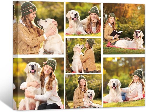 GagetElec Custom Canvas Prints - Personalized Photo Wall Art for Couples | Framed Horizontal (7 Photos)