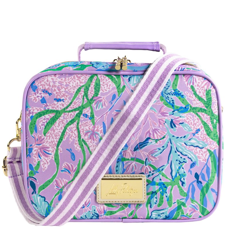 Lilly Pulitzer Insulated Lunch Box for Women, Cute Lunch Cooler Bag with Adjustable/Removable Shoulder Strap, Secret Escape