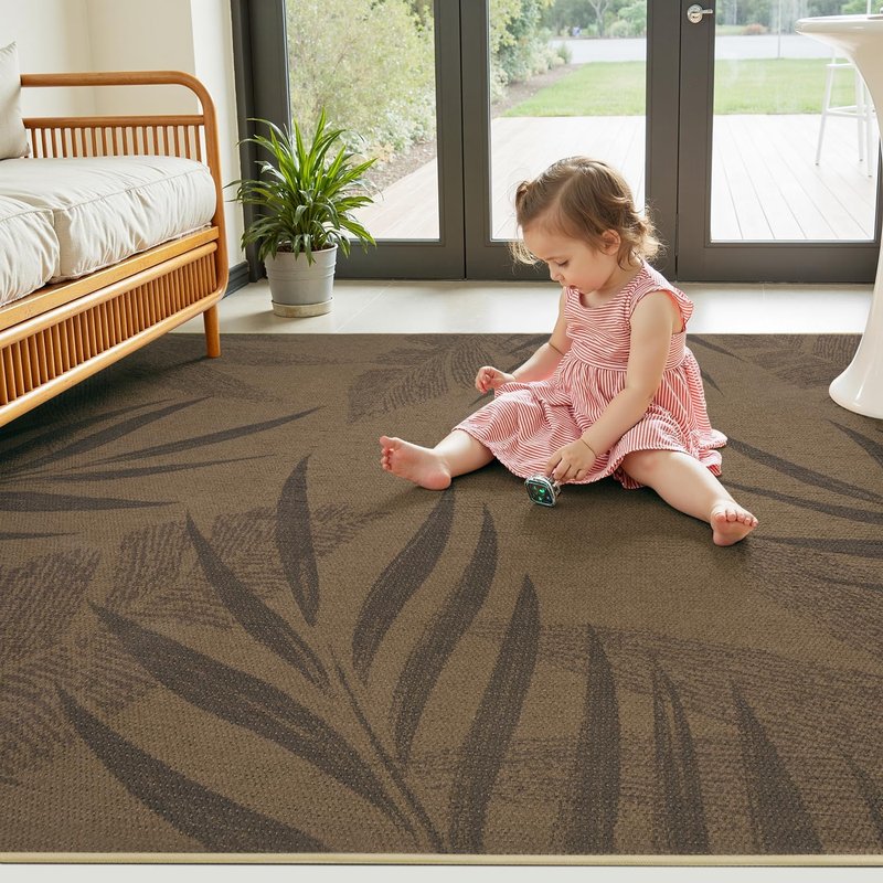 Jute 5x7 Area Rug Machine Washable Modern Woven Farmhouse Patio Rug Indoor Outdoor Throw Non-Slip Carpet for Entryway Dining Room Living Room Bedroom