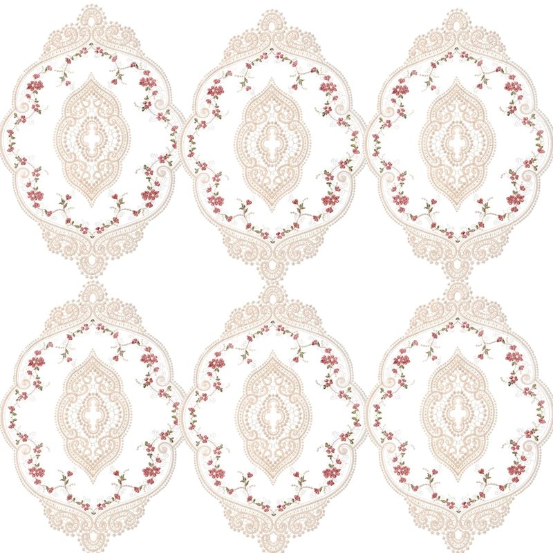 NROZIET 6 Pack Lace Placemats, Retro Doilies for Tables, Handmade French Style Embroidered Crochet Vase Mat for Centerpieces, Furniture Place Cup Mats Coaster for Wedding Birthday Home Decoration