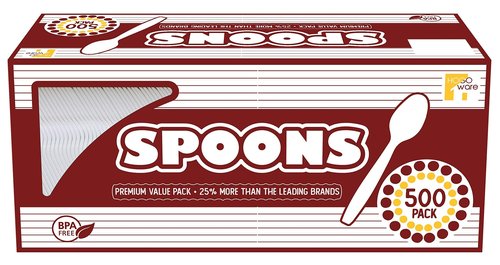 500 White Plastic Spoons silverware disposable cutlery set utensil plasticware kitchen compostable picnic office home bulk flatware box birthday party supplies Spoon wholesale bbq picnic