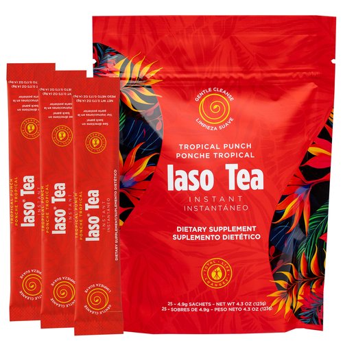 Iaso Instant Tea (Tropical Punch) - Fruity Cleansing Drink for Digestive Support, Refreshing Flavor - 25 Sachets, Pack of 1
