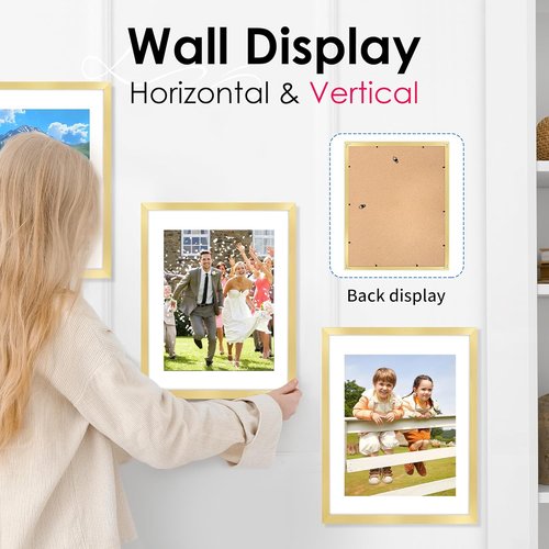 FIXSMITH 11x14 Picture Frame Set of 2 - HD Plexiglass for 8x10 or 11x14 Photos | Elegant Gold Collage Wall Decor