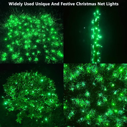 HISHINY Christmas Net Lights - 100 LED Connectable Mesh String for Outdoor Decor | 5ft x 5ft Green