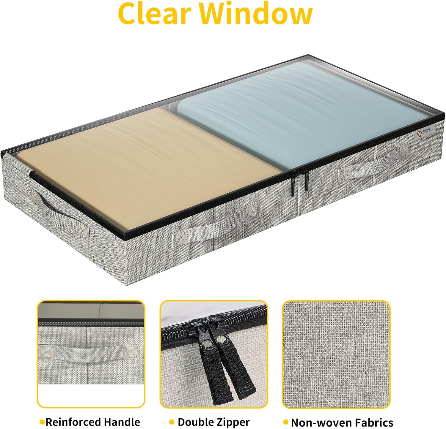 Skiennix Under Bed Storage Containers - Sturdy, Low Profile Design with Clear Windows - 4 Pack