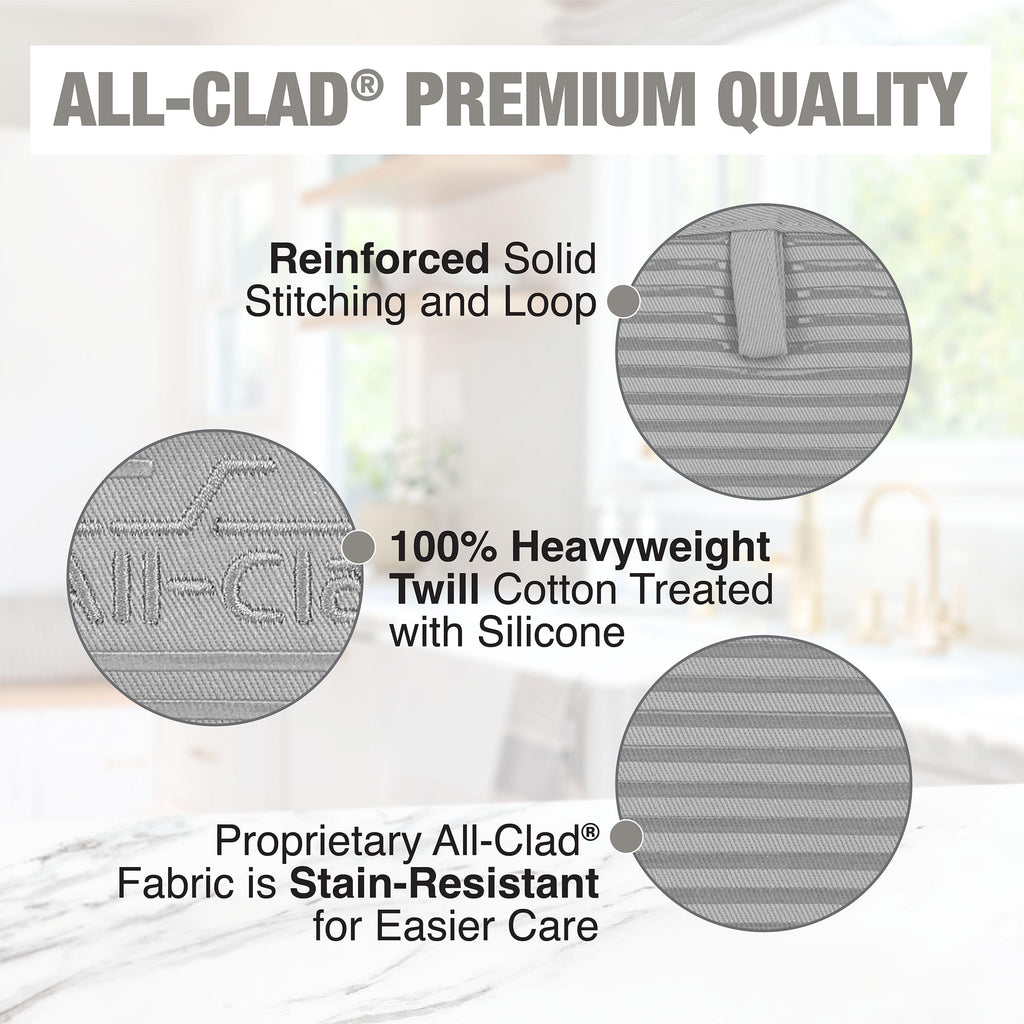 All-Clad Premium Pot Holder & Hot Pad: Heat Resistant to 500 Degrees - 100% Cotton, 10"x6.25" Hot Pad for Kitchen and Barbeque, (1-Pack), Titanium