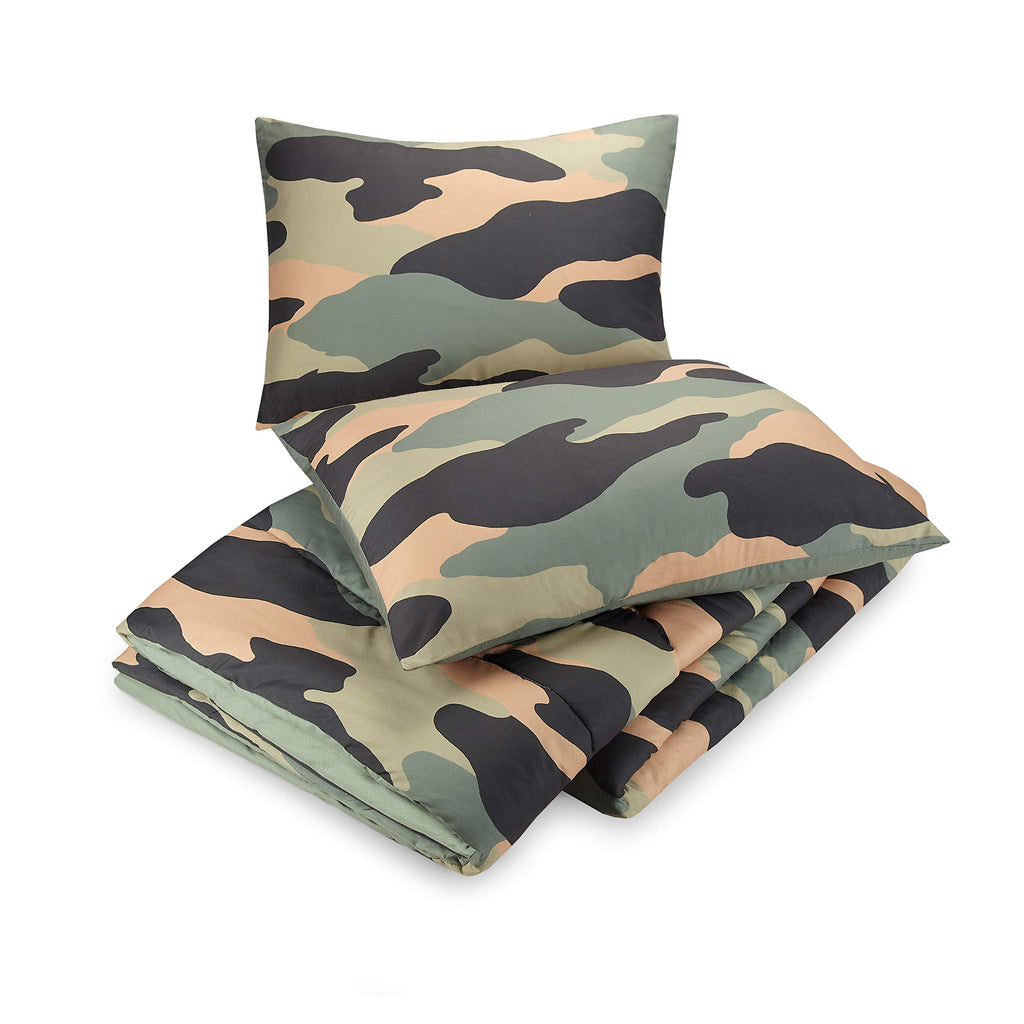 Urban Playground Covert Camouflage 3-Piece Comforter Set, Ultra Soft All Season Kids/Teens Bedding Set, Full Queen, Green