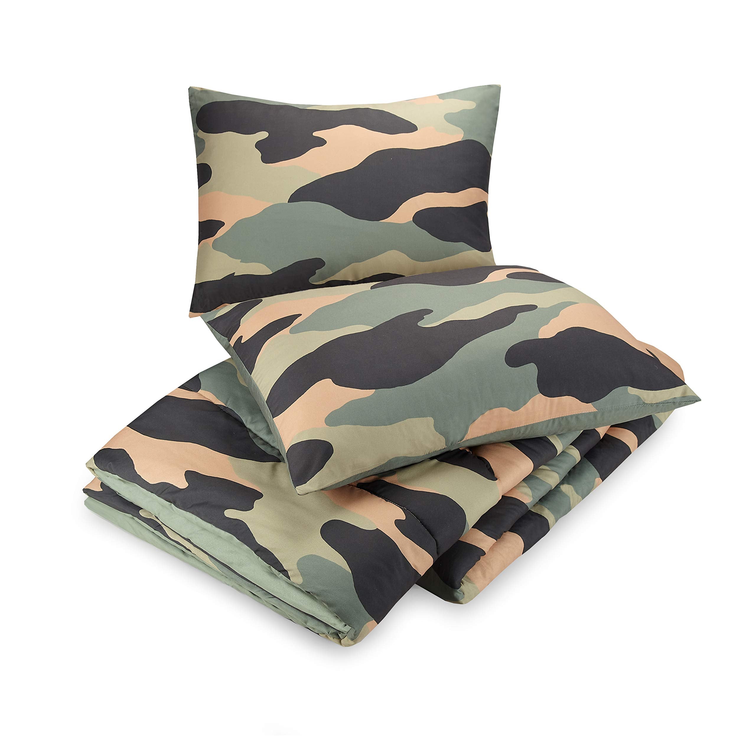 Urban Playground Covert Camouflage 3-Piece Comforter Set, Ultra Soft All Season Kids/Teens Bedding Set, Full Queen, Green