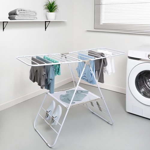 Honey-Can-Do Heavy-Duty Foldable Laundry Drying Rack - Portable Indoor/Outdoor Clothes & Shoes Rack, 50lb Capacity, Space-Saving Design, White