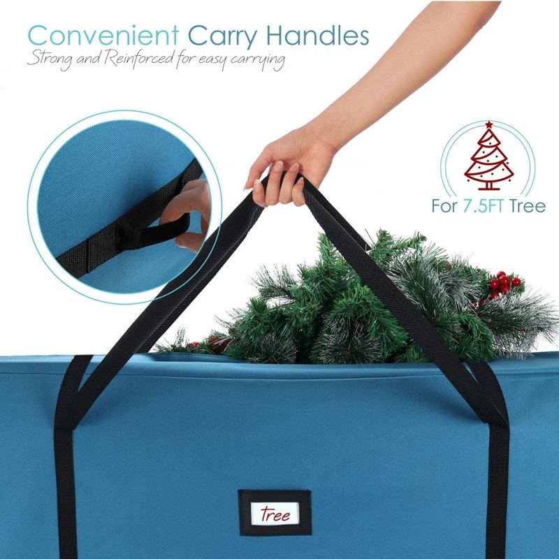 Hearth & Harbor Christmas Tree Storage Bag 7.5 ft, Wrapping Paper Storage Organizer Container & Large Christmas Ornament Storage Box With Adjustable Dividers