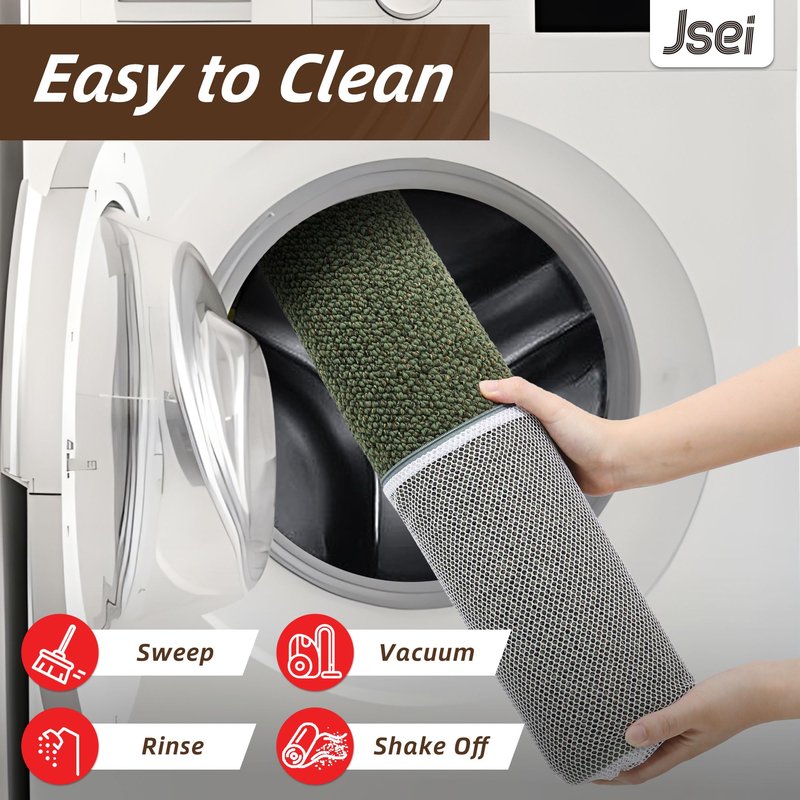 JSEI Kitchen Rugs and Mats, 2PCS Non-Slip Kitchen Mats for Floor, Machine Washable Absorbent and Stain Resistant Kitchen Runner, Carpet Mats with TPR Backing for, 24''x36''+24''x60'', Green