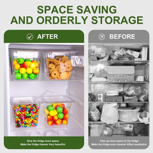 PYQTH 12 Pack Plastic Food Pan with Lids 1/6 Size 6'' Deep Restaurant Food Containers Stackable Clear Polycarbonate Commercial Hotel Pans with 1 Plastic Spoon for Fruits Vegetables