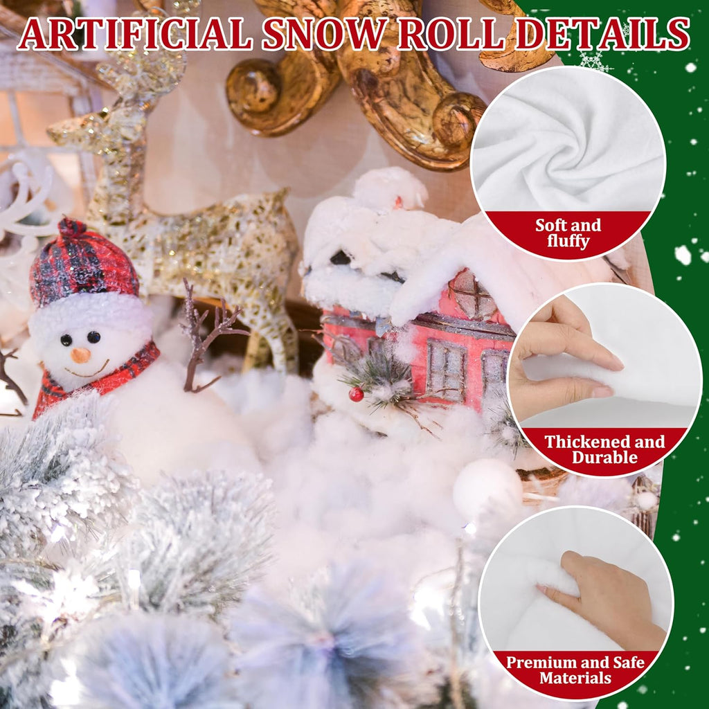 Palonu Artificial Snow Blanket - Thick, Soft & Fluffy 3 x 8 Ft White Snow Cover for Christmas Decor | Holiday Displays