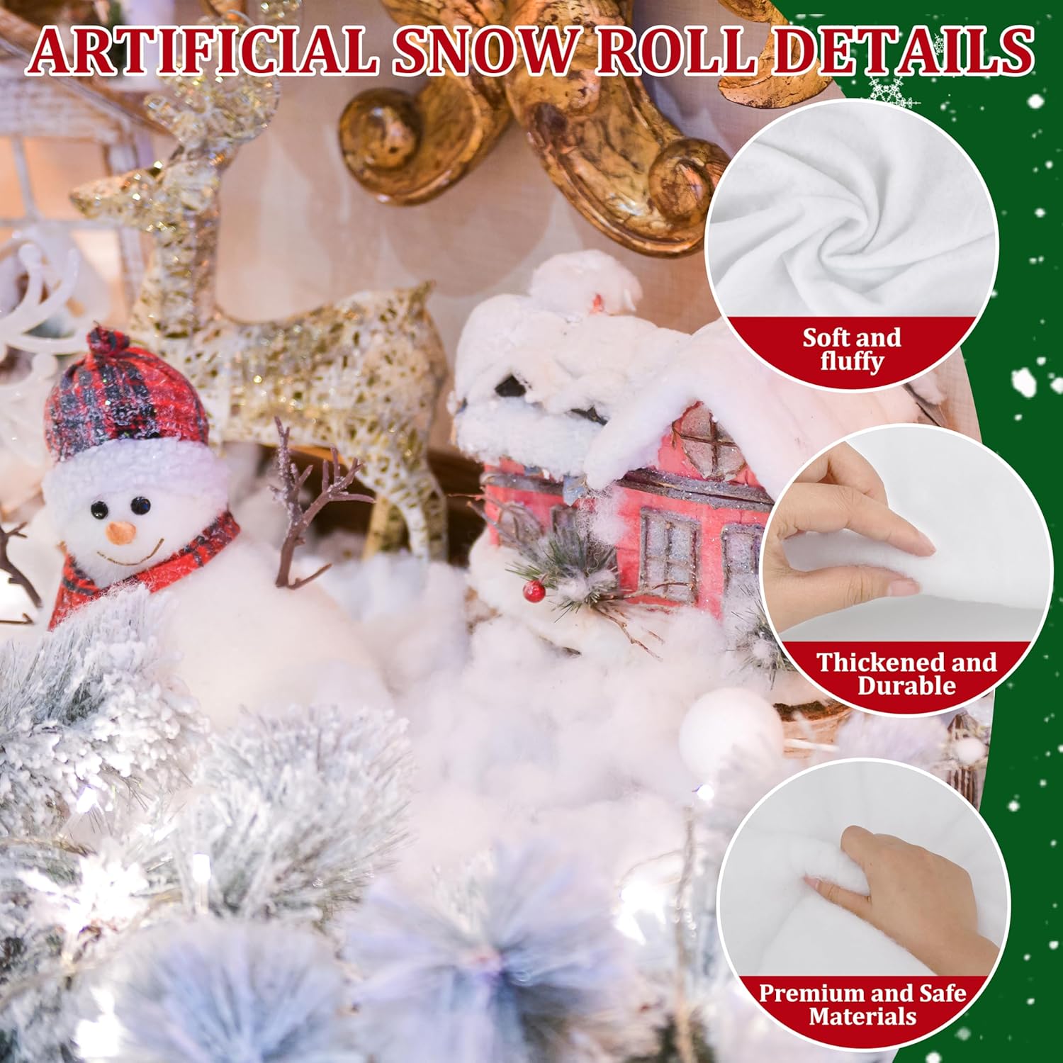 Palonu Artificial Snow Blanket - Thick, Soft & Fluffy 3 x 8 Ft White Snow Cover for Christmas Decor | Holiday Displays