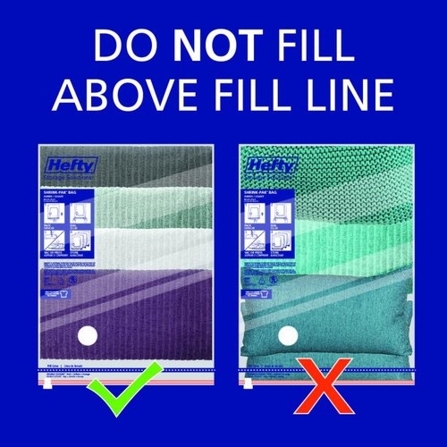 Hefty Shrink-Pak Vacuum Seal Storage Bags - 6 Extra Large Space Saver Bags for Clothing & Blankets