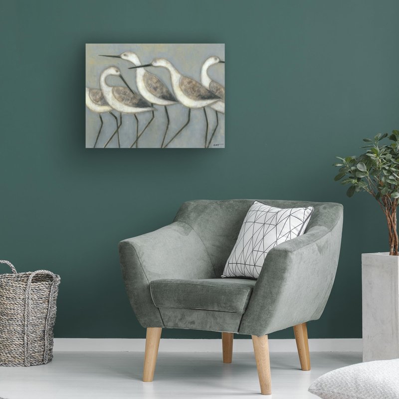 Wrapped Canvas Wall Art - Norman Wyatt 'Shore Birds I' Wall Art for Living Room, Bedroom, or Office Décor - 24x32
