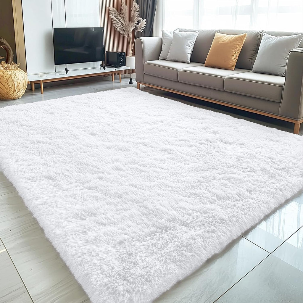 OLANLY Area Rug - Soft Fluffy Shaggy Design | Machine Washable | 5x5 Feet | Ideal for Living Room, Bedroom, Nursery