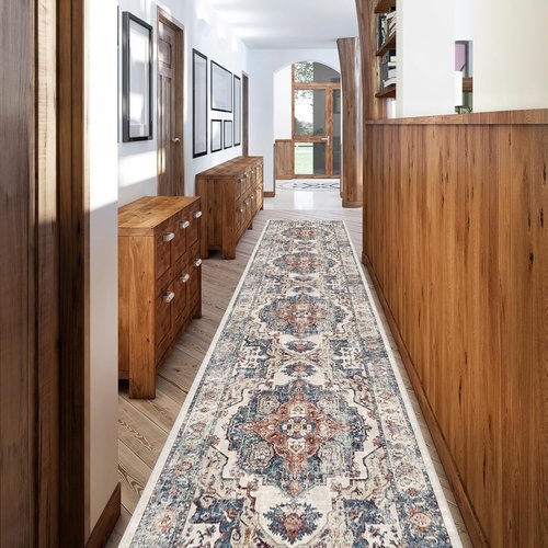 Hallway Washable Runner Rug - Vintage Soft Non-Slip Indoor Carpet for Entryway | 2'6'' x 12', Brick