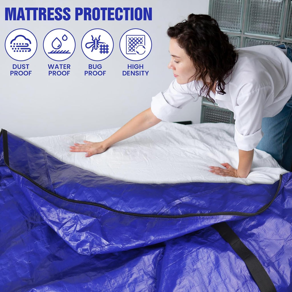 SaveAMatt Mattress Bags - Extra Thick Queen Mattress Cover for Moving | Reusable Waterproof Protector (82’’x63’’x15’’)