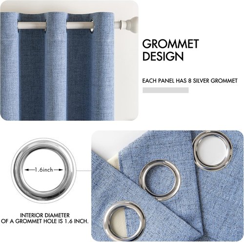 MIULEE Blackout Curtains - 100% Thermal Insulated Linen Texture Drapes | Stone Blue, 52x72 Inch (2 Panels)